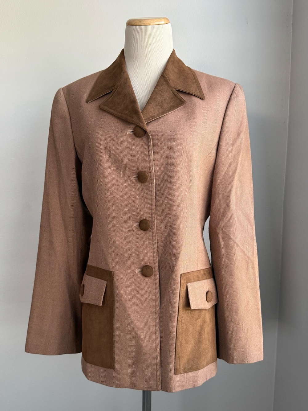 Women's Blazer with Brown Suede Trim